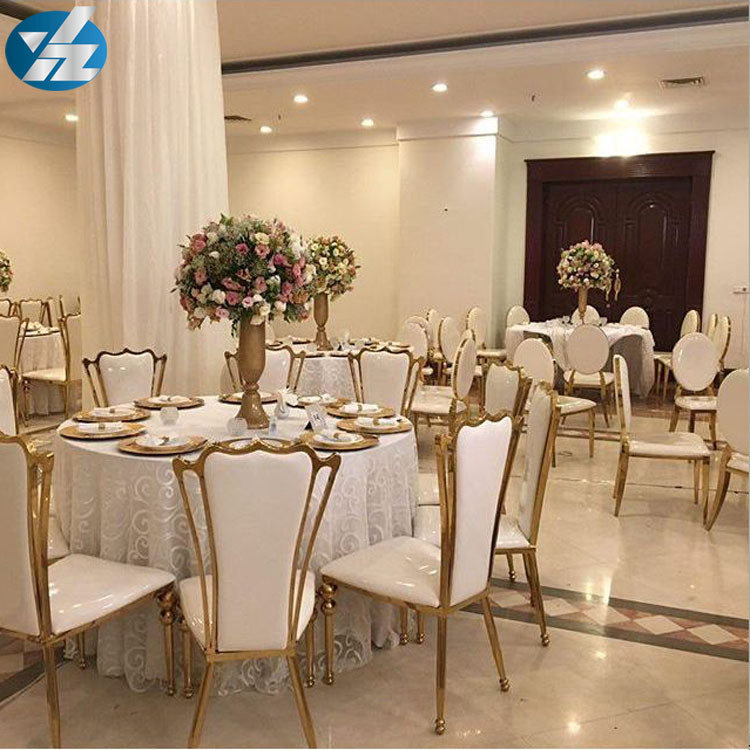 White Black Royal Crown Chair Wedding Banquet Chair Stainless Steel Gold Round Chair Legs