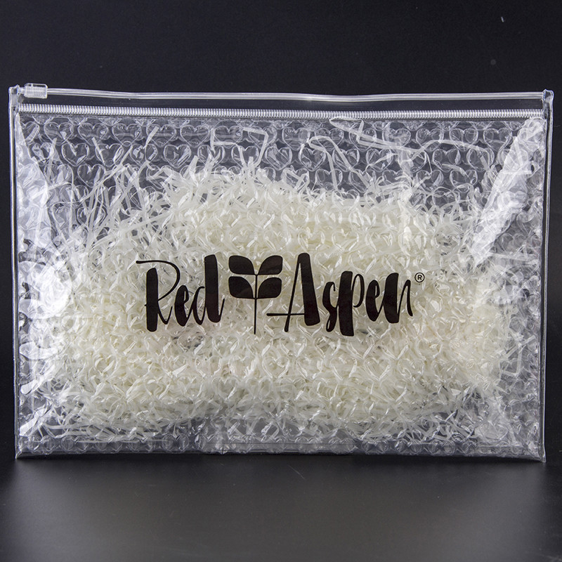 Customized Logo Clear Transparent Plastic Pvc Eco-Friendly Recycle Bubble Zipper Bag