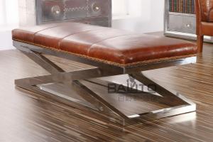 Quality antique old style leather ottoman classic club furniture wholesale