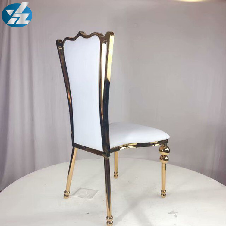White Black Royal Crown Chair Wedding Banquet Chair Stainless Steel Gold Round Chair Legs