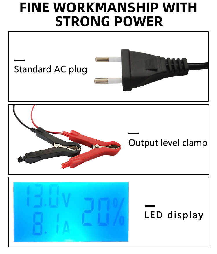 5A 6A 10A Automobile 12 Volt Solar Battery Charger Pulse Repair EU US UK AU