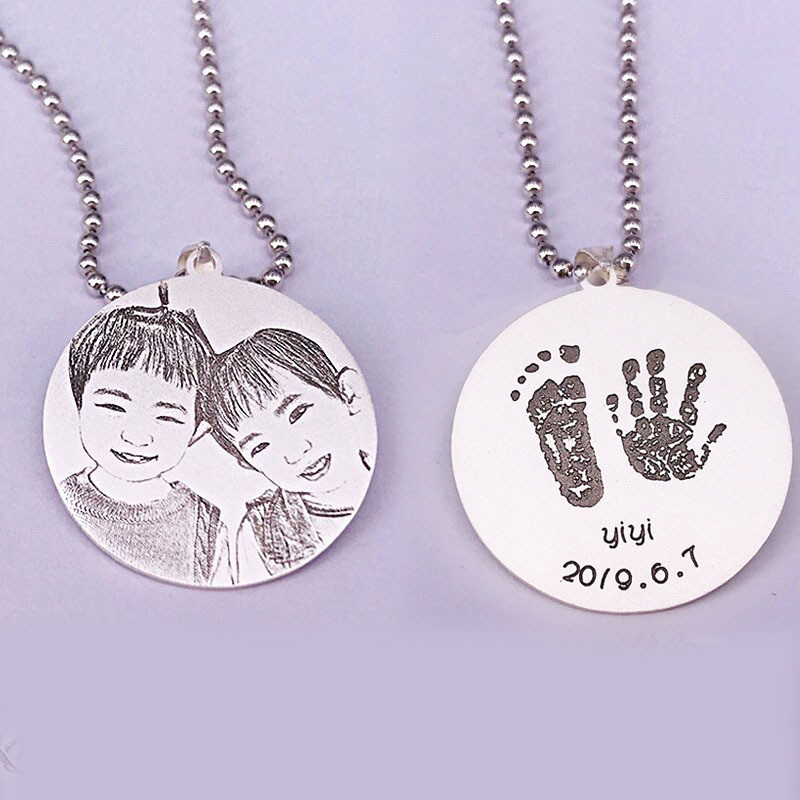 0.11oz 0.98in Custom Silver Necklaces Boyfriend Engraved Picture Necklace