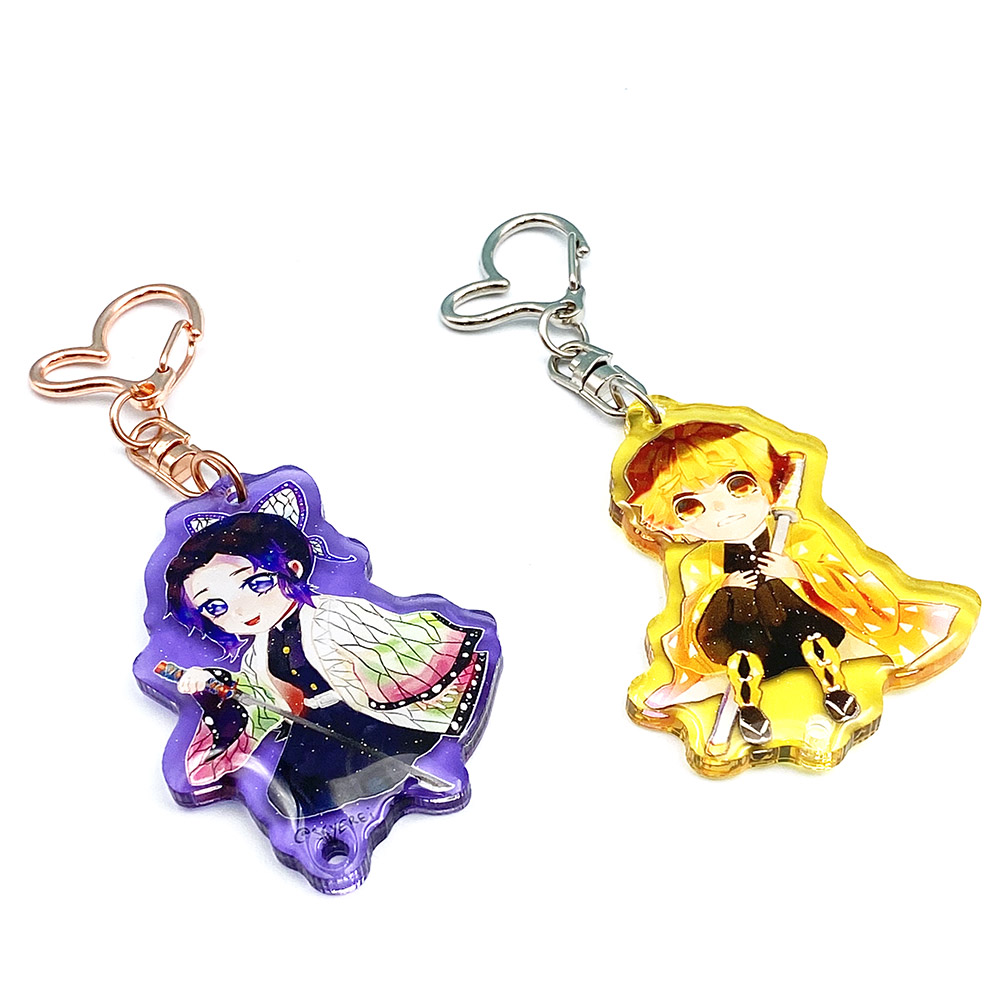 Custom Personalized Eco-friendly Plastic Single Epoxy with Glitter Acrylic Charms Non-Clear Keychain