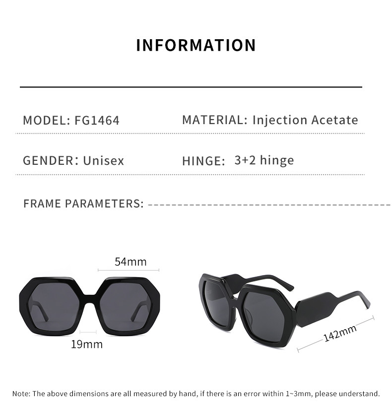 Vintage Polygonal Acetate Eyewear Frames Thick 100% UV - Blocking Lenses