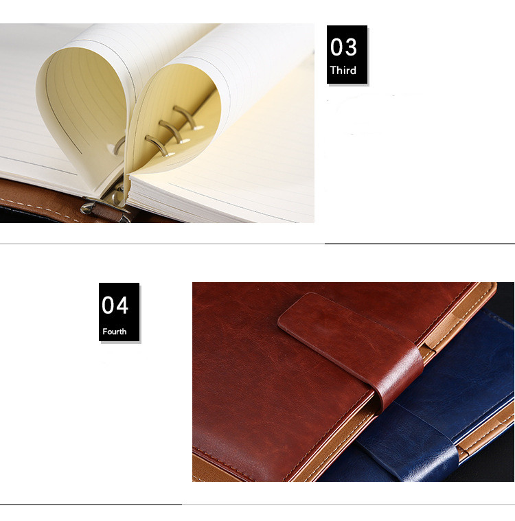 Simple Business Leather Notebook Gift Set with 5 Loose-leaf Notebook and Diary Notebook