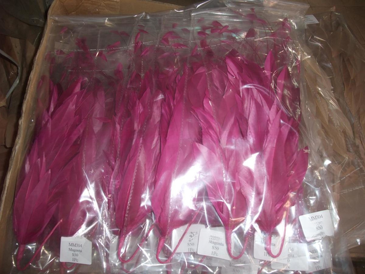 15*30cm Hackle And Goose Feather Mounts With Wire , Flower Feather Headband