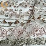 Customized Gold Embroidery Lace Handmade Beaded Decorative Lace Fabric