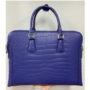 Quality Authentic Crocodile Belly Skin Matt Finished Businessmen Blue Briefcase Genuine Alligator Leather Male Working Purse wholesale