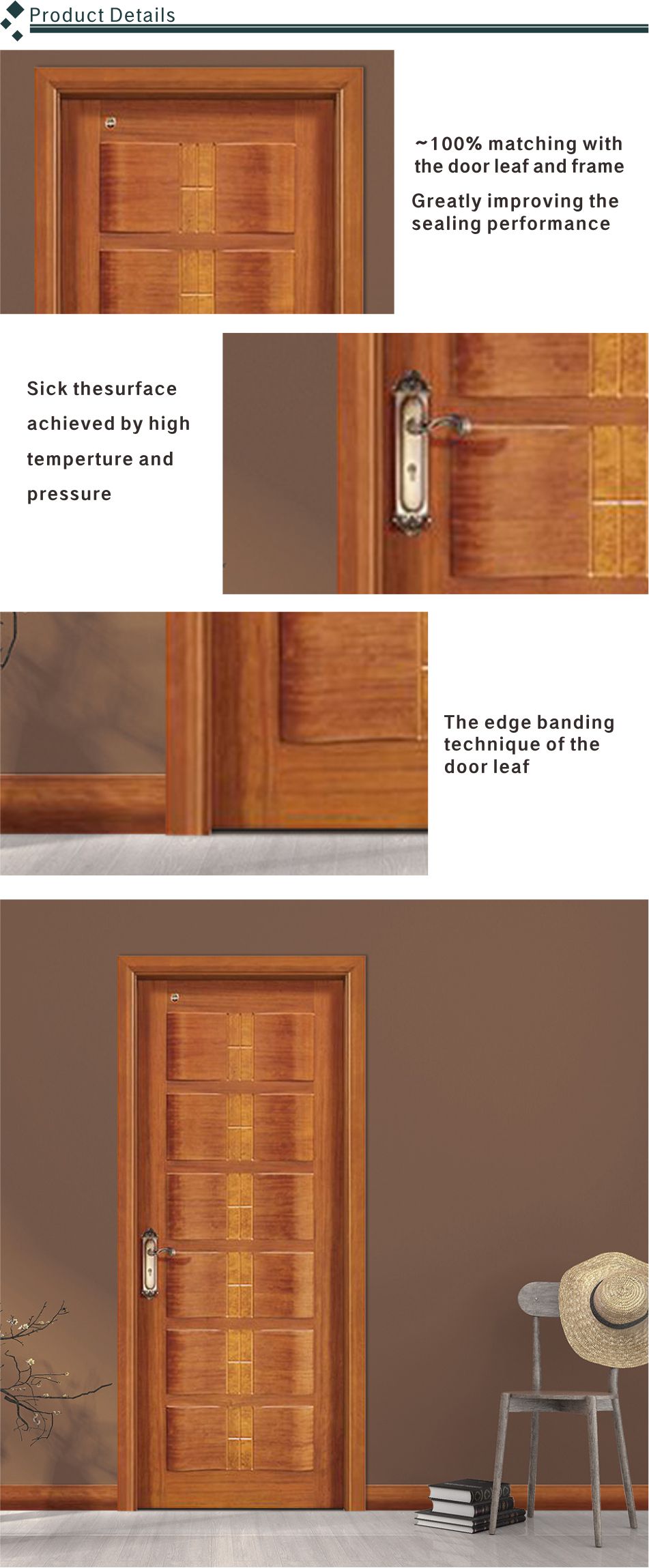 Carving Solid Engineered Fireproof Wood Doors 50mm Thick Eco Friendly