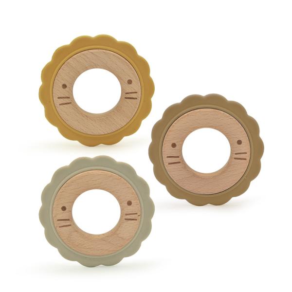 Cheap 8cm BPA Free Wooden Teething Rattle LFGB For Babies for sale