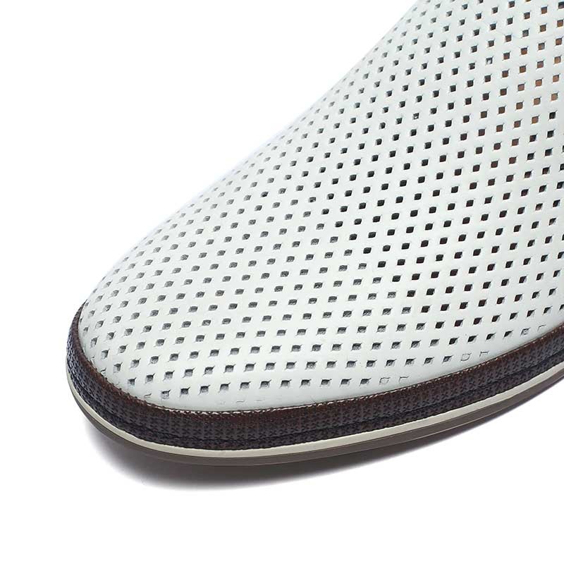 Breathable anti odor Mens White Leather Casual Shoes