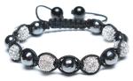 Adjustable Shamballa Bracelet, Magnetic Hematite Faceted Rounds/Crystal