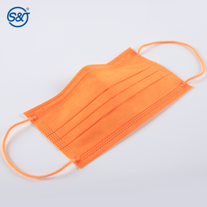 High saturation disposable orange non woven color 3 ply surgeon face mask