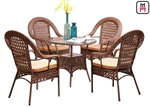 Quality 4 Seater Outdoor Restaurant Tables With Rattan Metal Frame D80* H72 Cm wholesale