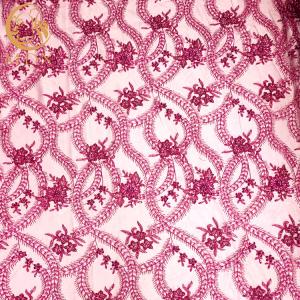Quality African Sequin Lace Fabric Embroidery 1 Yard Length For Wedding Dress wholesale