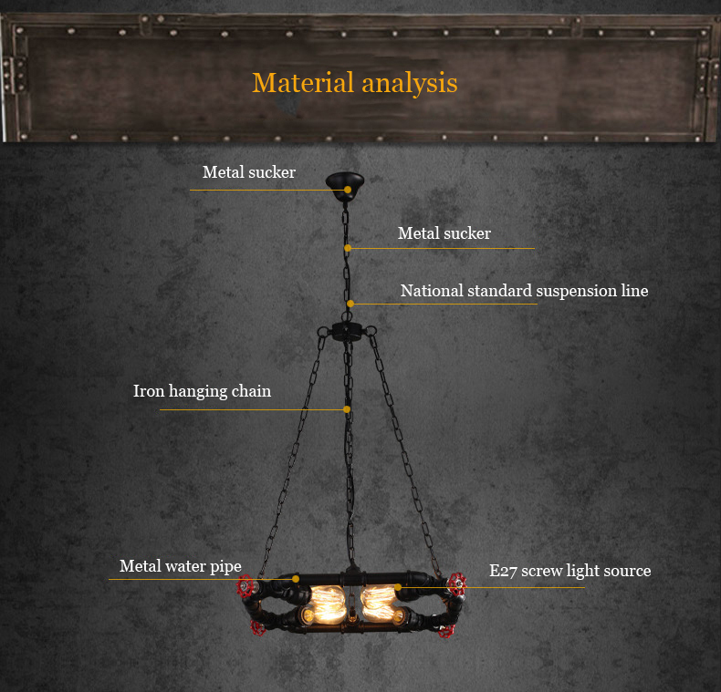 Retro American Iron Dining Room Chandelier Restaurant Bar Kitchen Light Ring Loft Pendant Light(WH-VP-229)