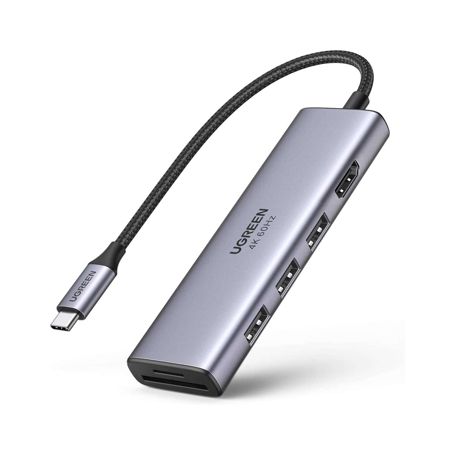 6-in-1USB C to USB Hub 4K@60Hz Adapter with 3 USB 3.0 Ports SD/TF Card Reader Multiport Dongle Type C Adapter