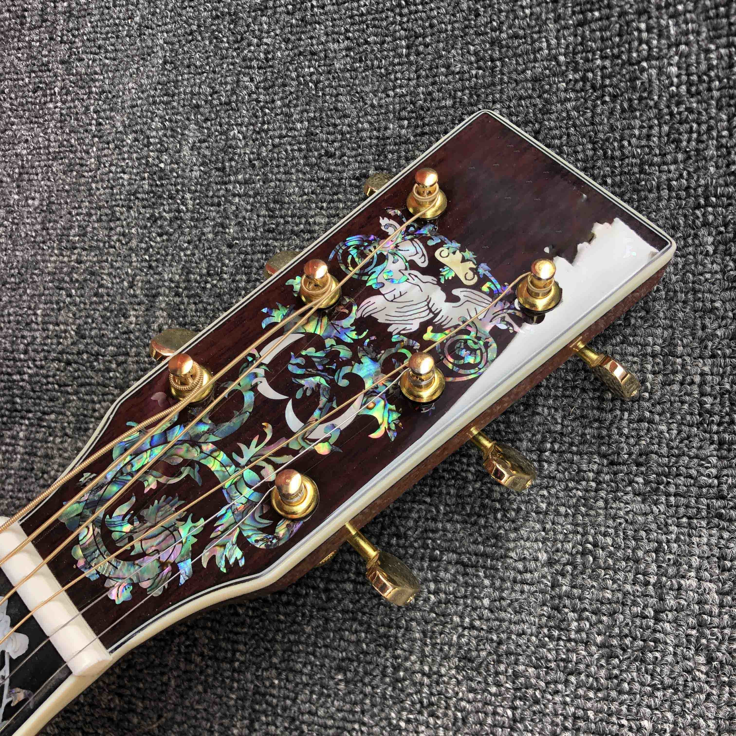 Custom AAAAA Handmade D100AA All Solid Wood Vintage D Dreadnought D100A Acoustic Guitar Deluxe Full Abalone Binding