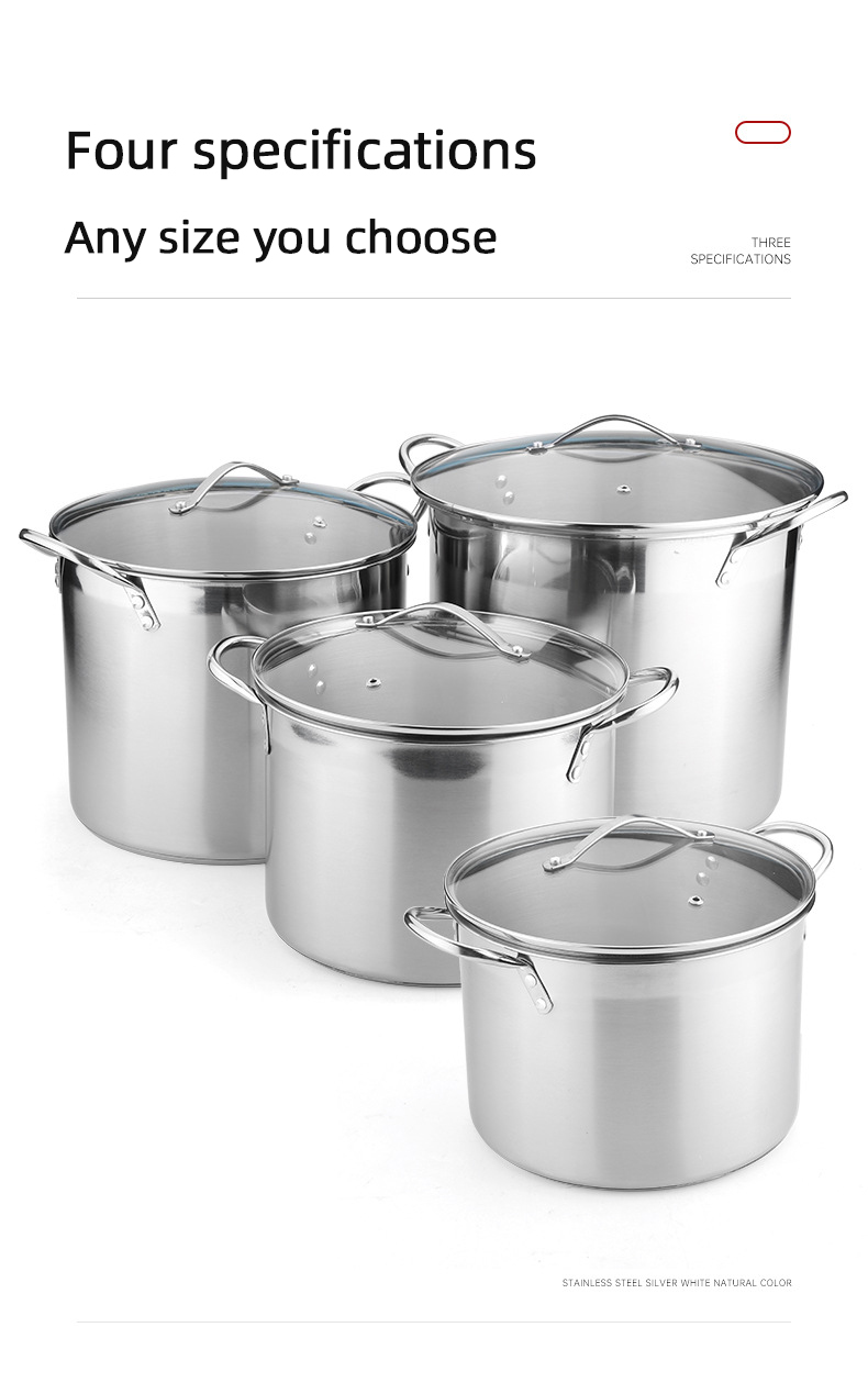 Good Selling Silver Large Capacity Cookware Stew Pots Cooker SS 304 Cooking Pots With Binaural Handle