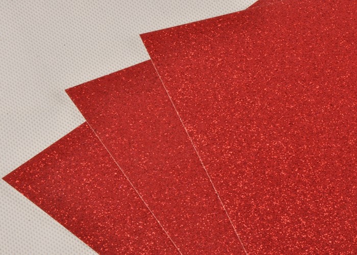 Decorating 300gsm Red Glitter Paper 0.5mm Thickness For Wedding Invitation