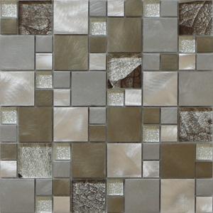 Quality Chinese mosaic tile crystal glass mix metal mosaic puzzle pattern wholesale