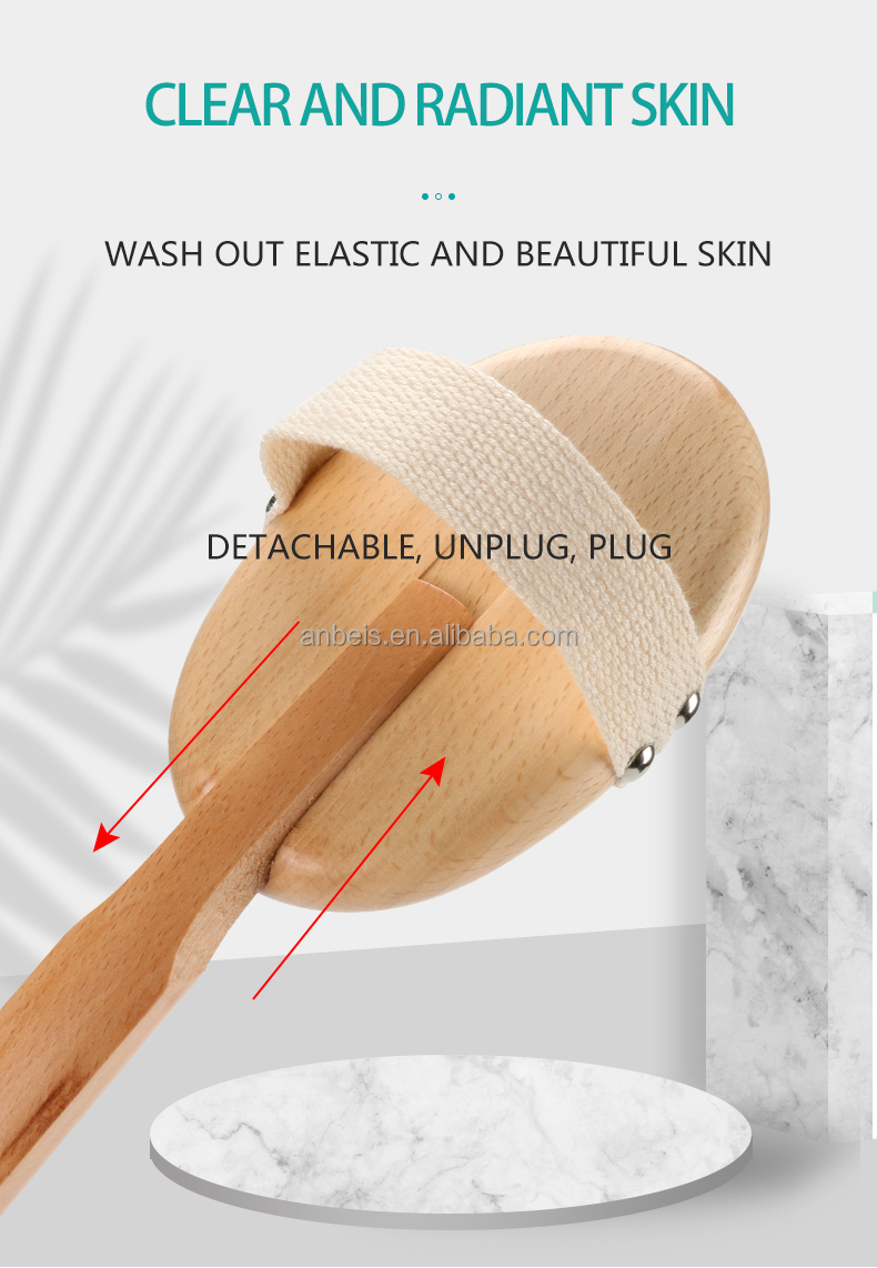 Vegan Sisal Body Dry Brush Detachable Natural Beechwood Long Handle