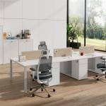Modern 4 Person Office Workstation Table With Metal Leg
