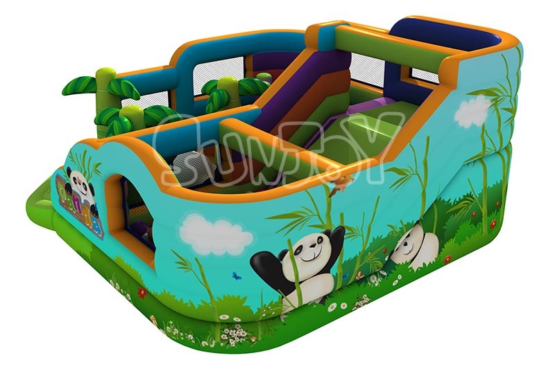 Panda Amusement Park Inflatable Fun City With Air Blower