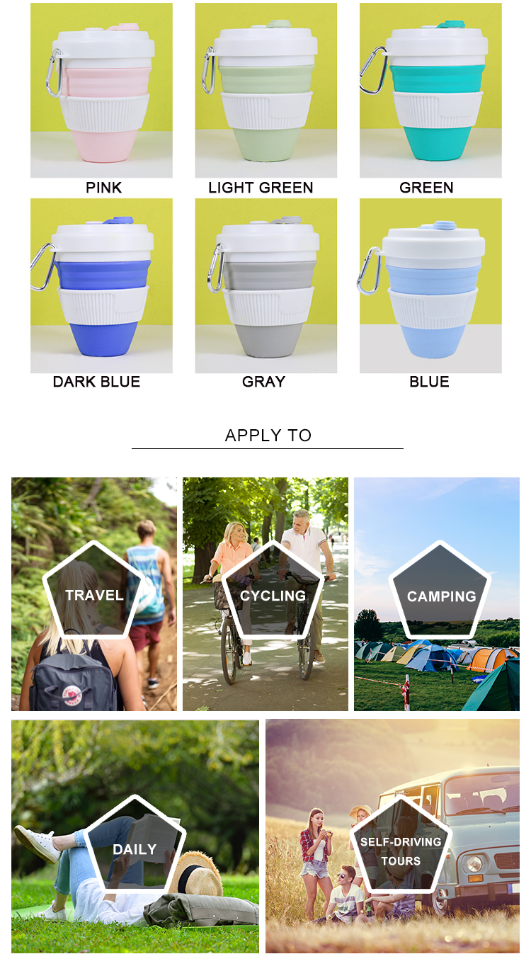OEM ODM 450ML Novelty Collapsible Silicone Coffee Cup