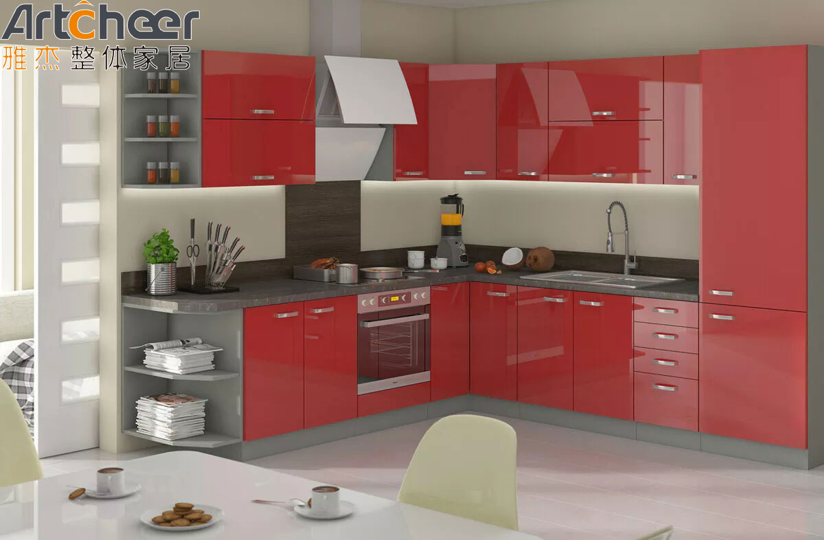 Villa Kitchen Cabinets with Modular / RTA Design and Customized Size in Plywood Material