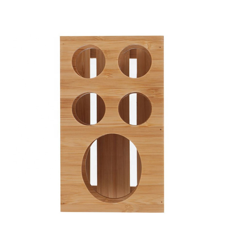 Organic Sustainable Bamboo Toothbrush Holder Toothpaste Stand For Bathroom Vanity Storage