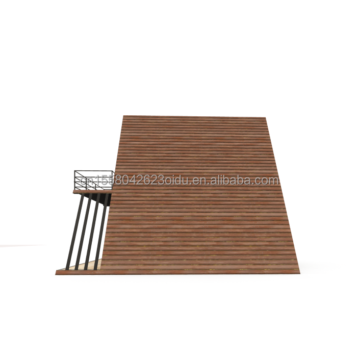 Resort Triangle Shape Wooden House Steel Frame with Galvanized Steel Bending 180g and 50/75/100mm Wave Sandwich Panel Walls