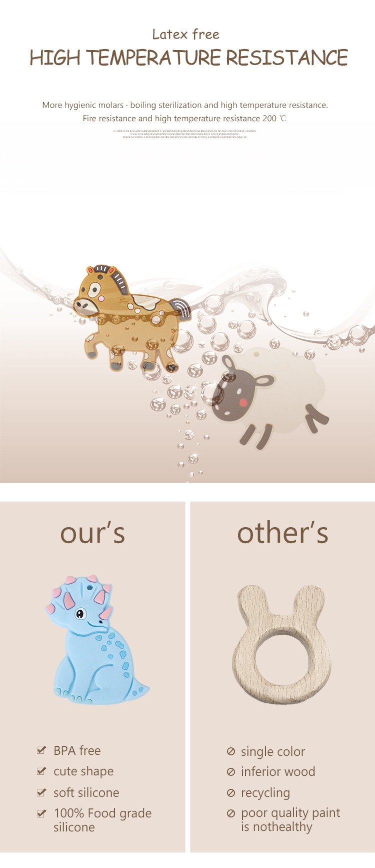 Soft Animal Baby Teether Silicone Food Grade Material For Toddler