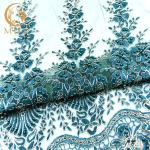Forest Green 3D Embroidery Lace Fabric African Beaded For Garment