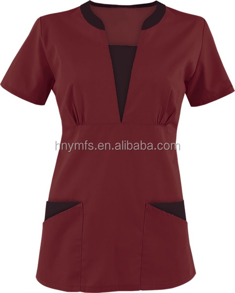 Basic Hospital Scrubs V Neck New Style Stretchy Medical Scrubs Sets