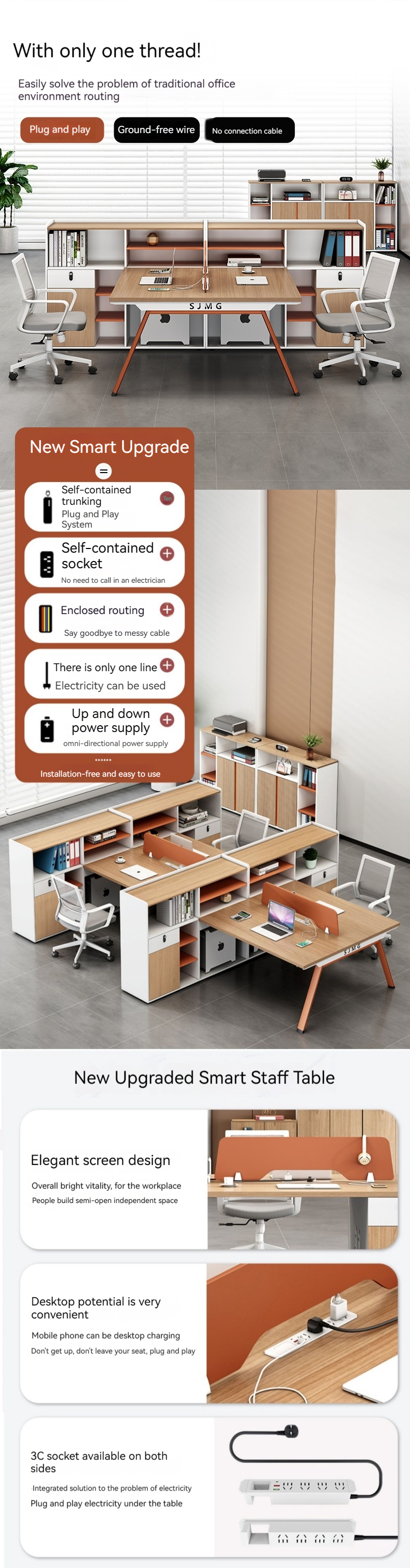 Simple Modern Staff Seat Work Table Office 6 Four 4 People Office Desk Style Modernity