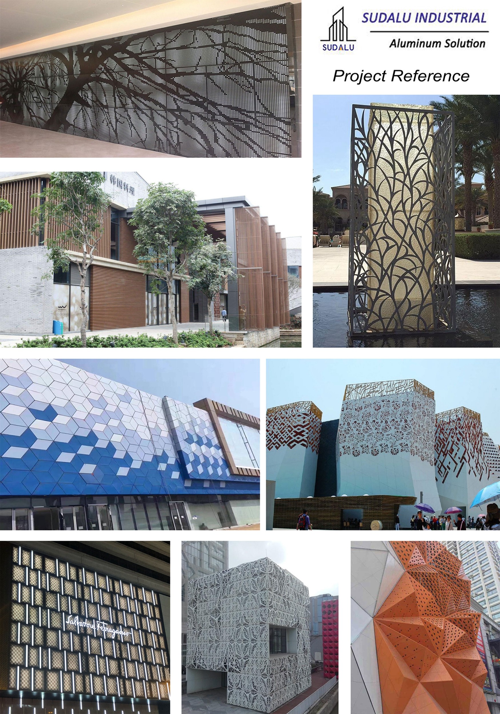 SUDALU RAL Powder Coating OME Aluminum Laser Cut Decoration Panel Fence/ Gate Metal Perforated Panel