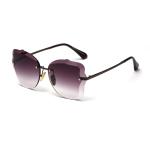 Rimless Gradient Lens Oversize Women 139mm Metal Frame Polarized Sunglasses