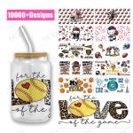 16oz Baseball Sports Theme UV DTF Transfer Glass Cup Stickers