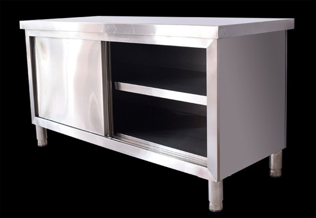 Single / Double Open Working Cabinet / Slide Door 1.5m Stainless Steel Tool Bench Commercial Kitchen Workbench Cabinet