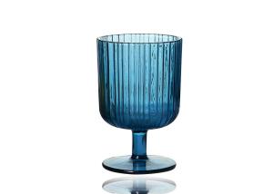 Quality FDA Plain Stem Multi Colored Cut Crystal Wine Glasses Solid Ink Blue wholesale