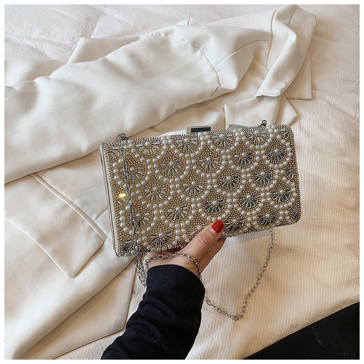 2023 Light Lady Pearl Chain Bags Lady Design Purses For Females Zipper Hasp Closure