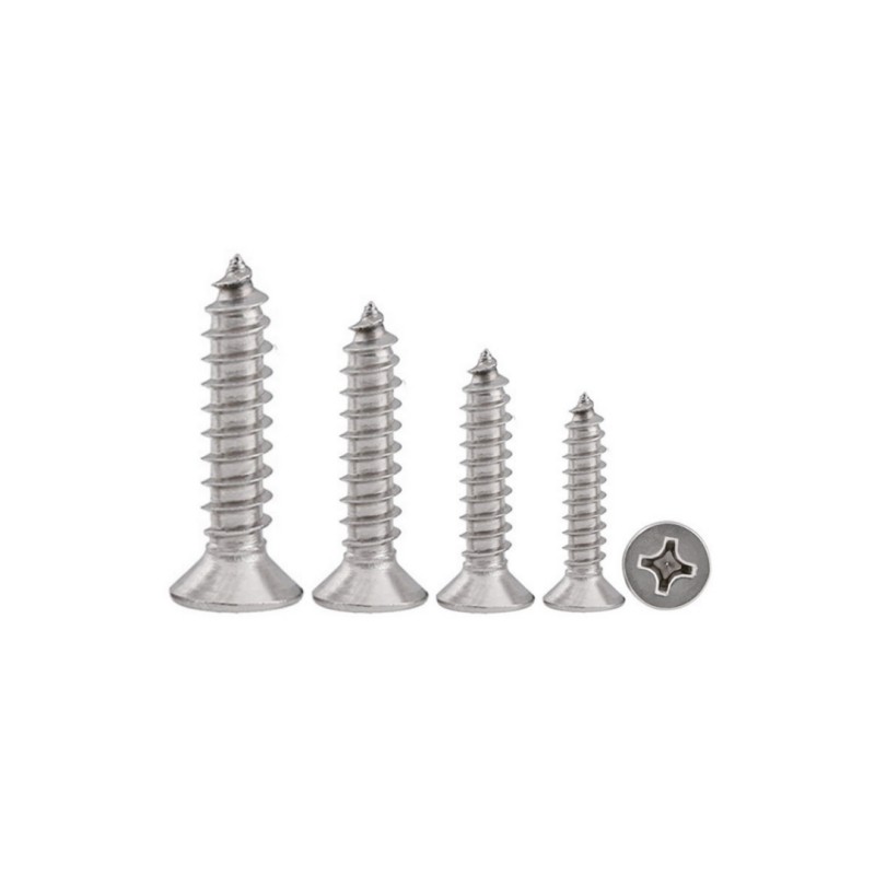 Flat Head Stainless Steel Self-Tapping Screw Countersunk Head Pointed Tail Cross