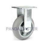6 Inch Soft Gray Fixed Caster Wheels Heavy Duty Rubber Castors