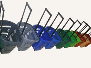 Quality Multiple Plastic Rolling Trolley Shopping Basket With Wheels For Grocery / Supermarket wholesale