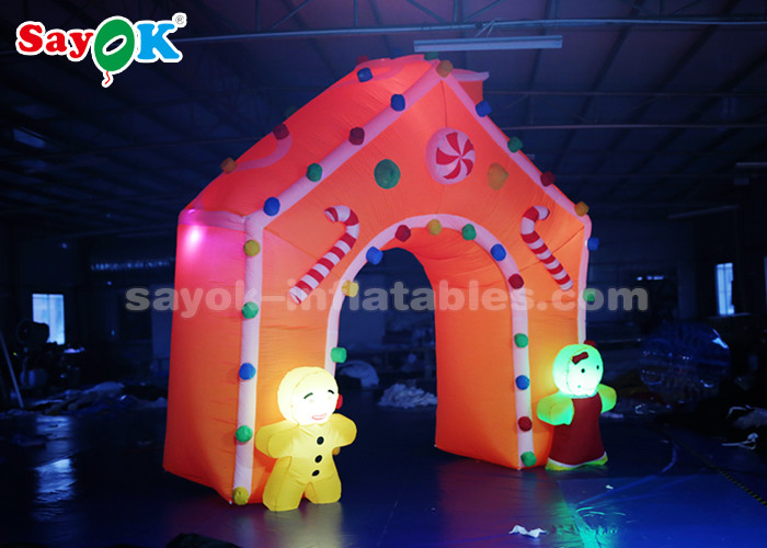 Inflatable Christmas Arch Gingerbread Man Candy Sticks Christmas Inflatable Arch With LED Light