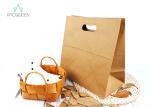Brown Kraft Block Bottom Paper Bags Punched Handle Custom Printable