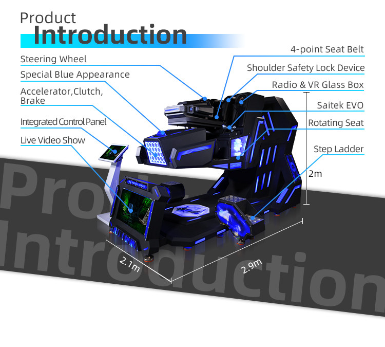 360 Rotating 9D VR Chair Flight Racing Motion Simulator with 32" live showing