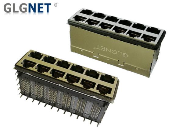 Through Hole Stacked RJ45 Connectors EMI Gasket Light Pipes10G Gigabit Ethernet