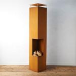 Rectangular Rusty Corten Steel Outdoor Fireplace Wood Burning Chiminea